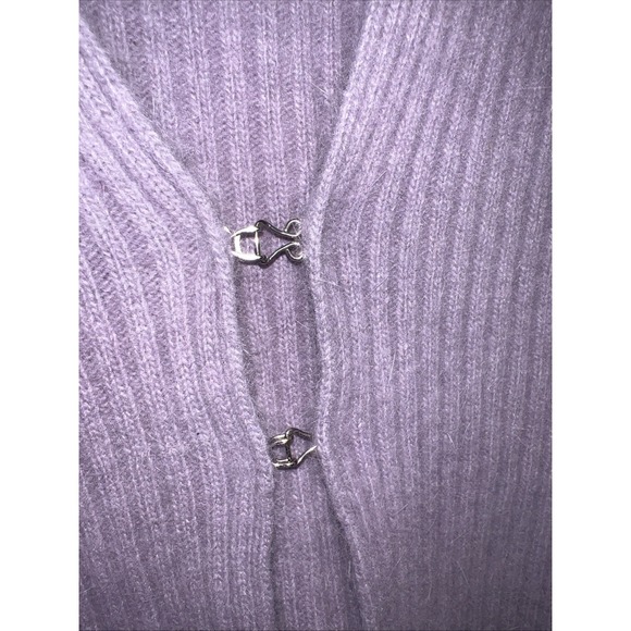 Vintage Cardigan Womens Large Lavender Lambswool Angora Rabbit Coquette Soft - Picture 4 of 12